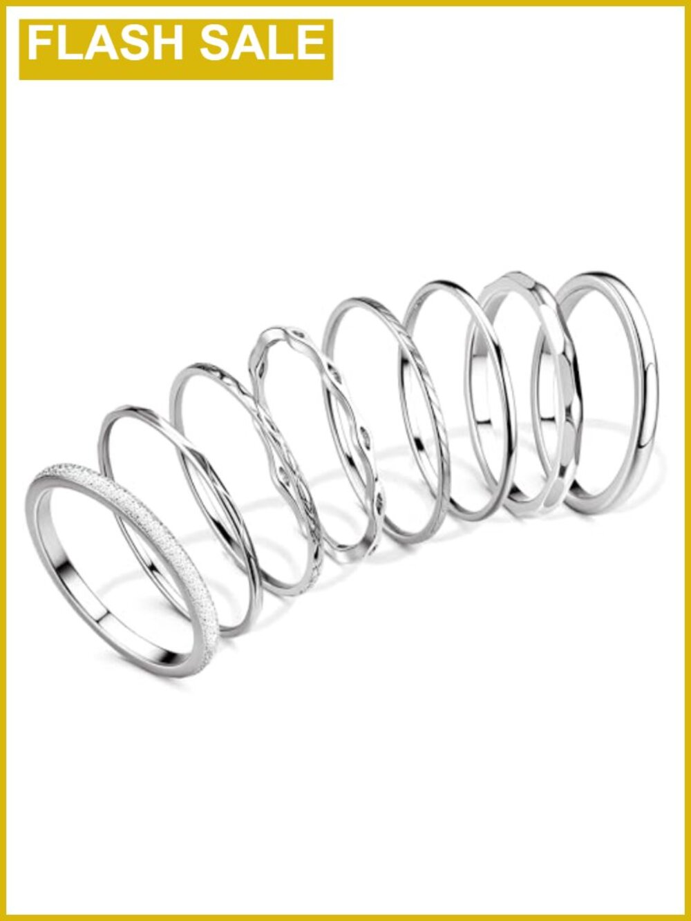 YADOCA Thin Stainless Steel Stackable Rings Set, 8pc Midi Knuckle Ring